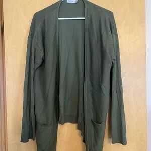 Time and Tru Olive Green Open Cardigan